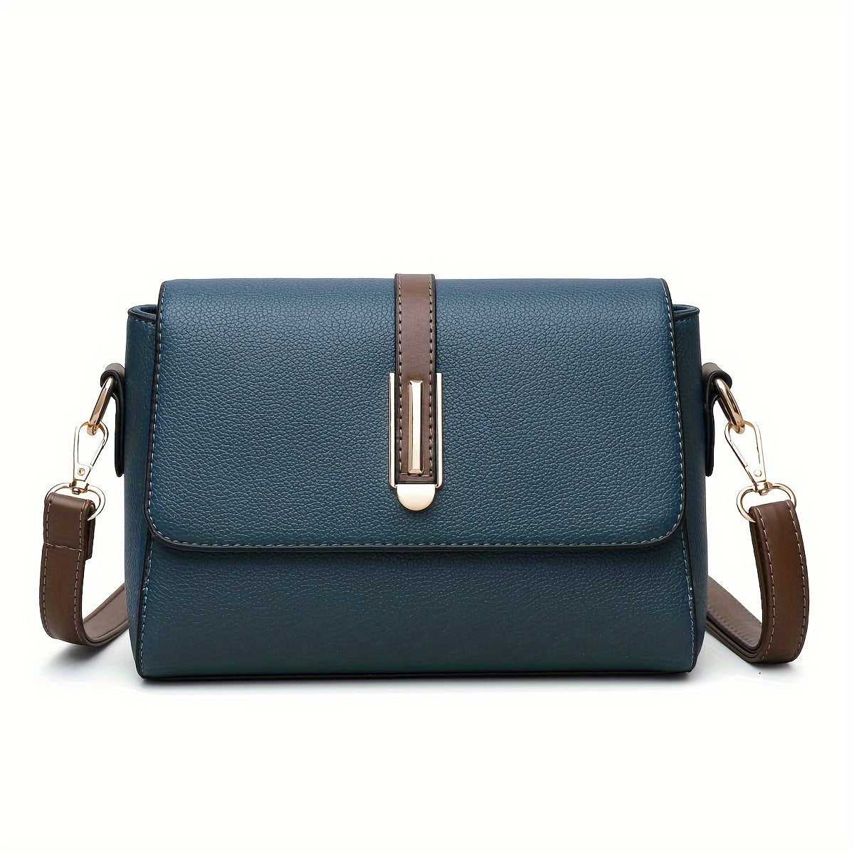 Women's fashion crossbody bag with zipper closure in black, khaki, or blue options. Made of polyester with edge paint detail.