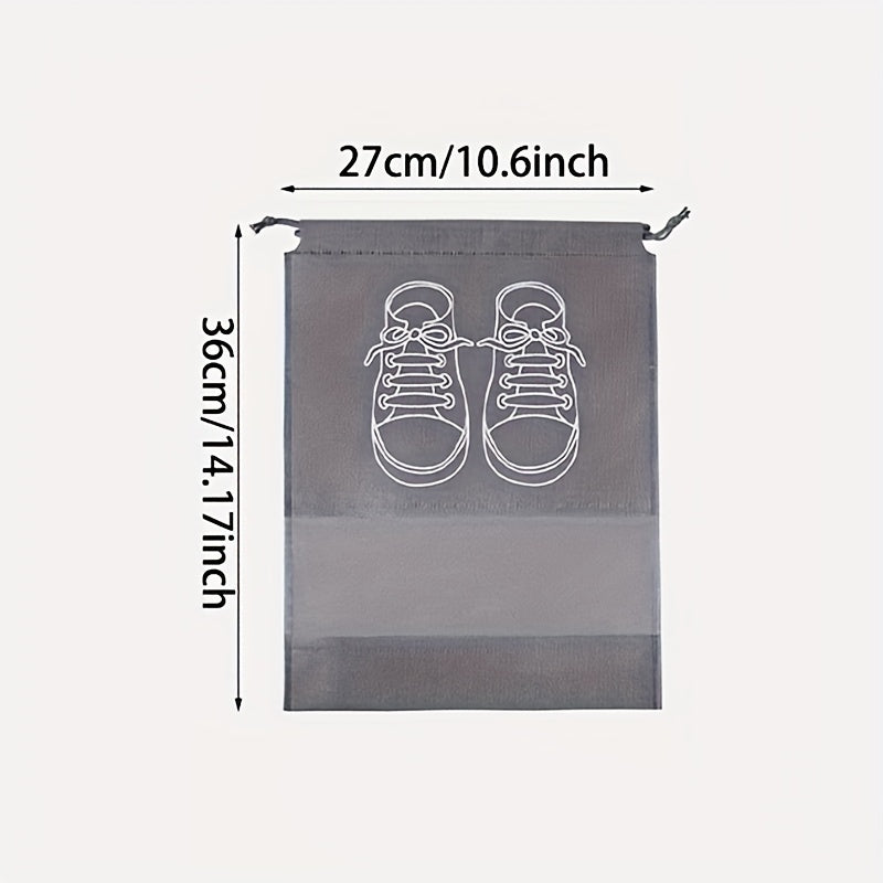 10 Non-woven Travel Shoe Storage Bags - Lightweight, Waterproof, Transparent - Ideal for Shoe Organization