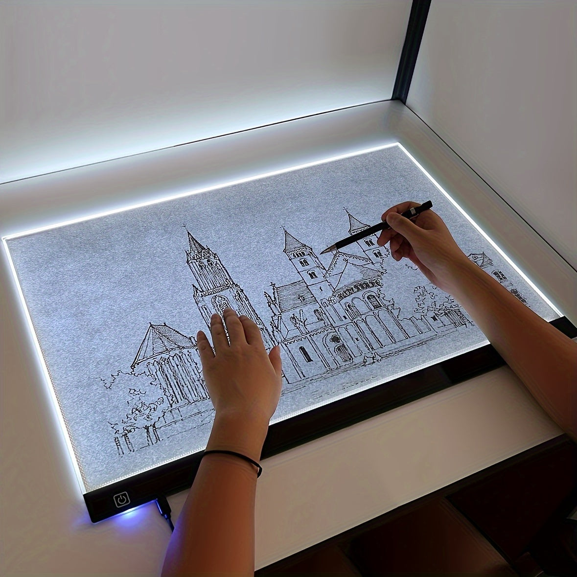 Large LED drawing board with 3-level dimmable light pad for diamond painting, USB powered, acrylic material, eye-care tracing light box