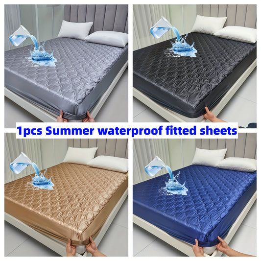 Protect your mattress with the 1pc Keduoduo Summer Waterproof Fitted Sheet. Made from thickened TPU satin, this sheet is cool and comfortable during the hot summer months. The machine washable, durable polyester fabric is 100% waterproof and features an