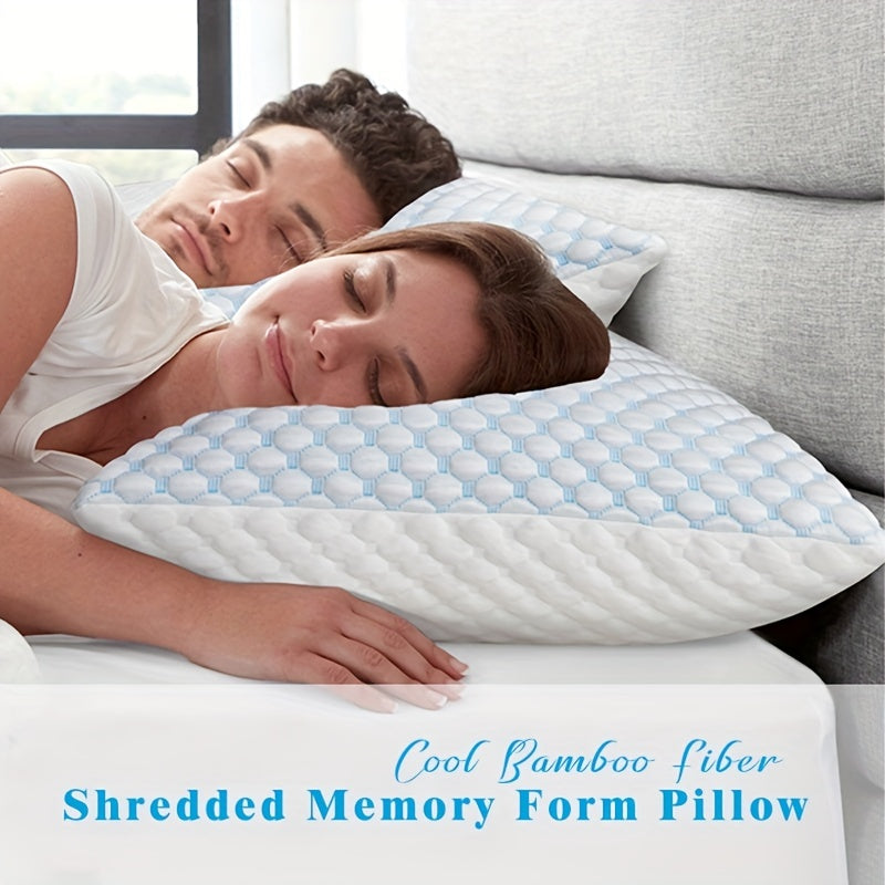 1 piece Queen Size Cooling Memory Foam Pillow with Adjustable Loft for a comfortable night's sleep. This Breathable Queen Pillow comes with a washable removable cover that can be adjusted for firmness or softness. Perfect for side, back, stomach, and hot