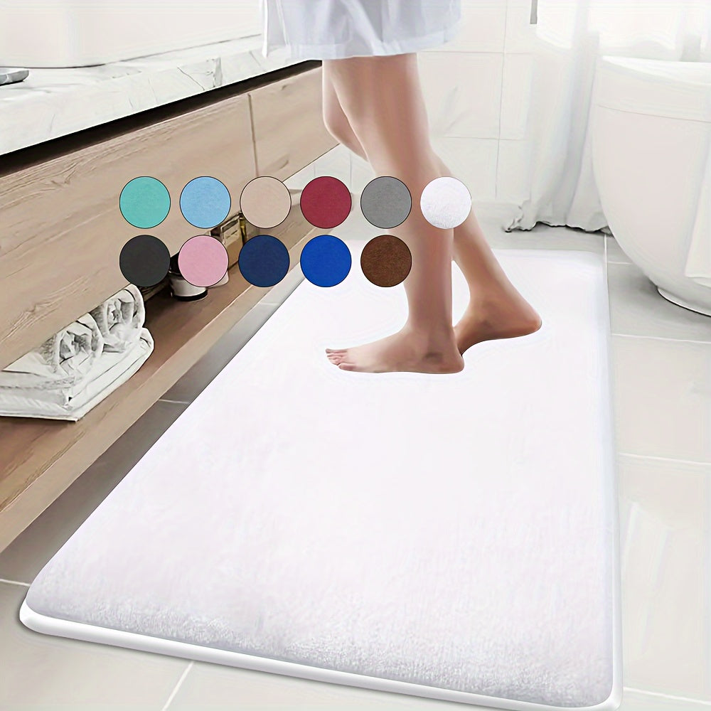 Soft and durable polyester bathroom mat with geometric design, ideal for shower, bathtub, bedroom, and living room. Versatile and non-slip, it is highly absorbent and machine washable.