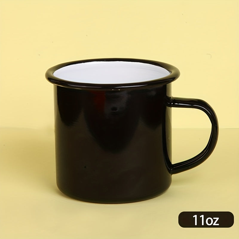 Enamel cup for coffee shop, restaurant, camping, travel, or barbecue, 11oz.