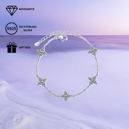 This stunning S925 Sterling Silver Moissanite Hexagonal Star Bracelet is the ideal gift for Mother's Day, Valentine's Day, any travel adventure, vacation, birthday celebration, or family gathering.