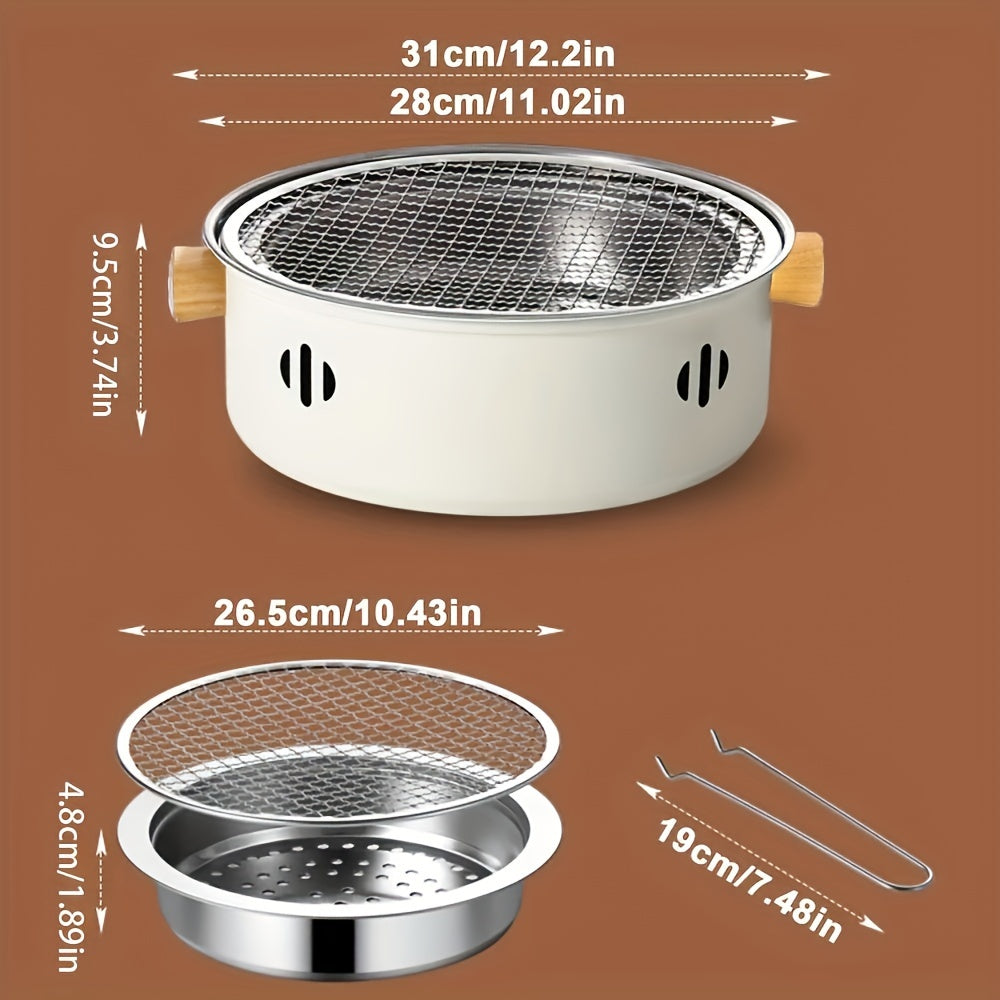 Portable Stainless Steel Split Barbecue Stove with Round Rack - Perfect for Outdoor Camping BBQ and Mini Barbecuing