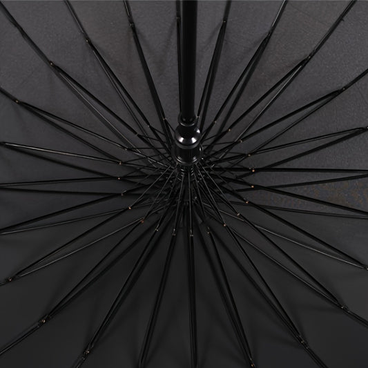 1 Samurai-Inspired Black Umbrella with Sword Handle - 24-Rib Durability, Foldable Design, Impact Cloth Material - Martial Arts Style for Everyday Use