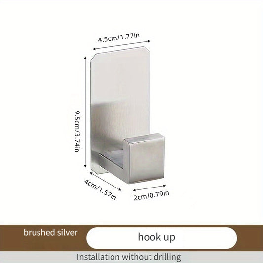 4-piece stainless steel kitchen and bathroom hanging rack set with no-drill sticker installation