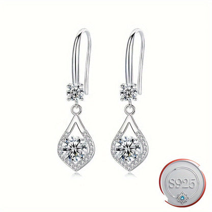 S925 Sterling Silver Dangle Earrings featuring Synthetic Cubic Zirconia Teardrop Design, Suitable for Daily Wear and Gifting, Great for Valentine's Day - Elegant Women's Fashion Accessory