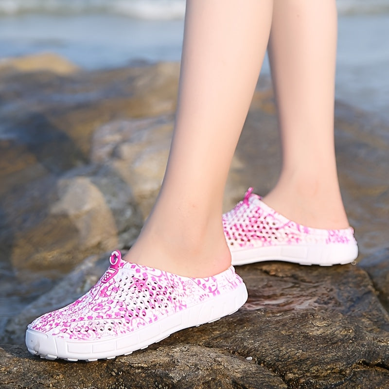 Women's Summer Beach Clogs: Star-patterned, multi-colored, lightweight, and comfortable unisex style