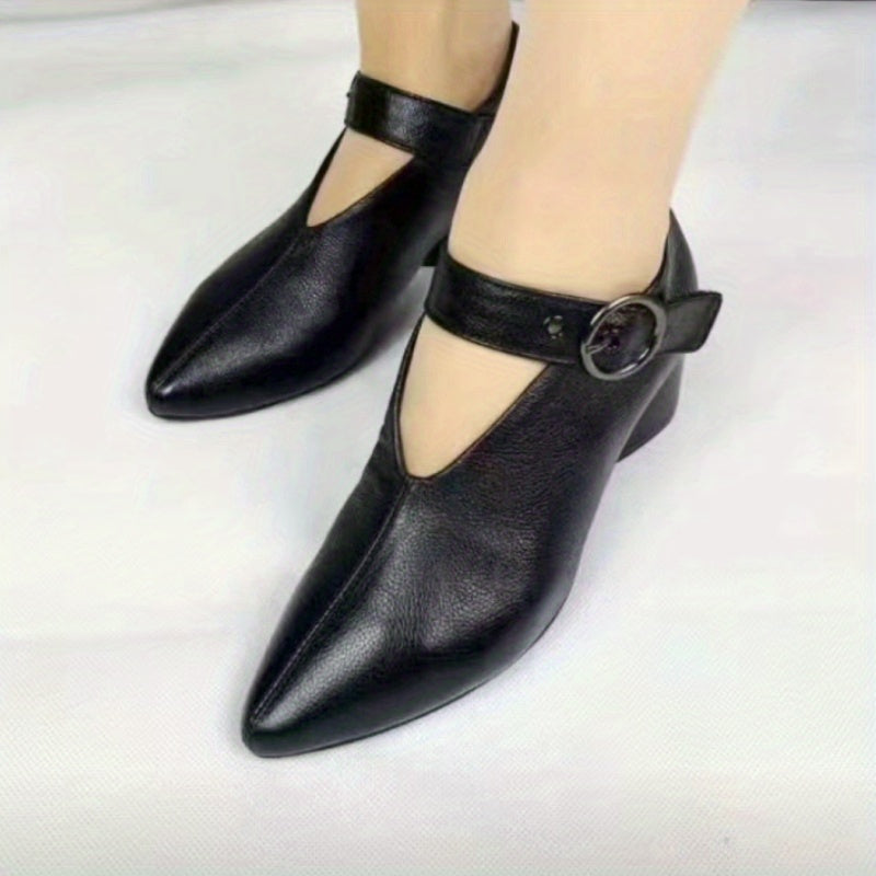 2023 Summer Solid Color Versatile Sexy High Heels Buckle Soft Pointed Thick-Heeled Fashion Shoes