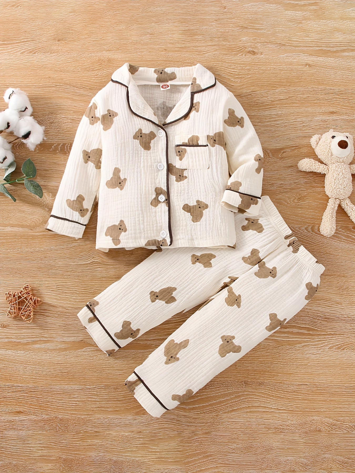 Boys Bear Print Long Pant Set