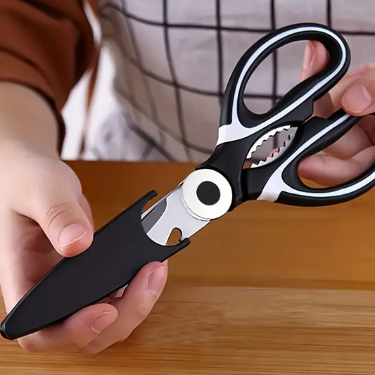 Multipurpose stainless steel scissors with heavy-duty, sharp blades and ergonomic non-slip handles for cutting a variety of materials with ease.