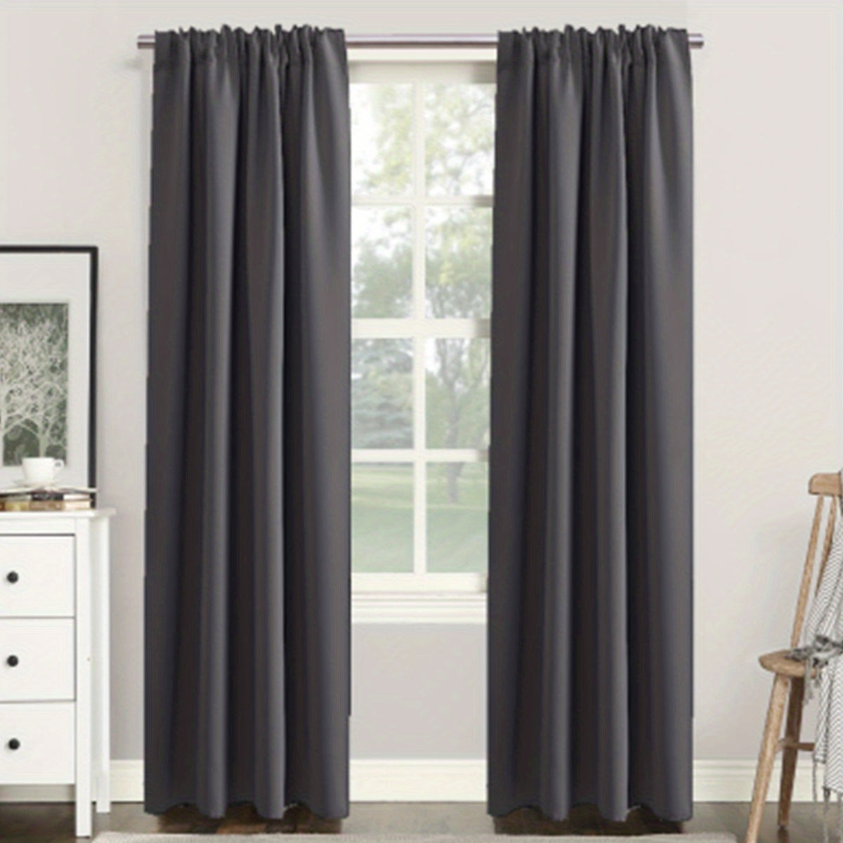 1PC Insulated Rod Pocket Bedroom Blackout Curtains for Room Darkening and Noise Reduction