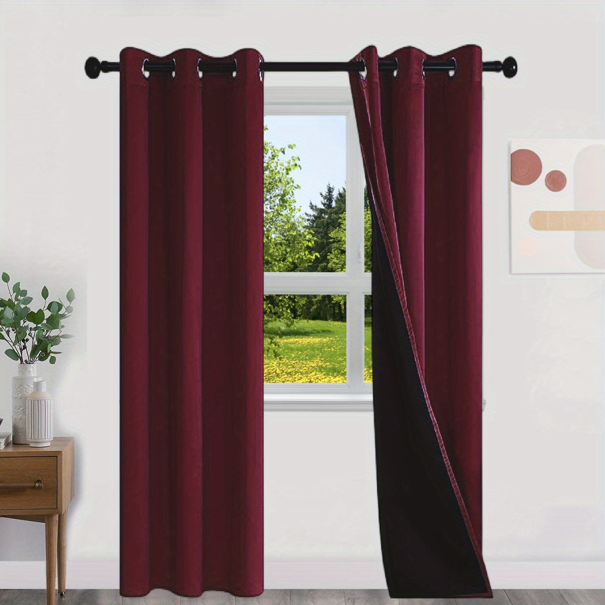 100% opaque blackout curtains, with a layer of lining included, 2 pieces.