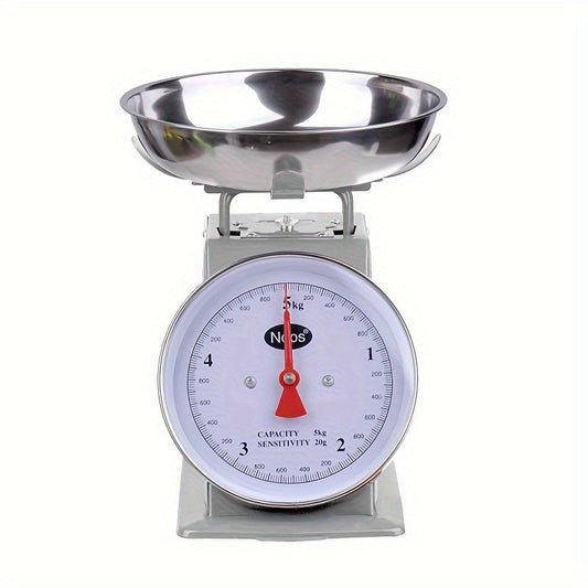 Mechanical Kitchen Scale with Dual Scales - Up to 20kg/lb Capacity, Metal Spring Pointer Ideal for Baking & Outdoor Activities, Battery-Free Operation