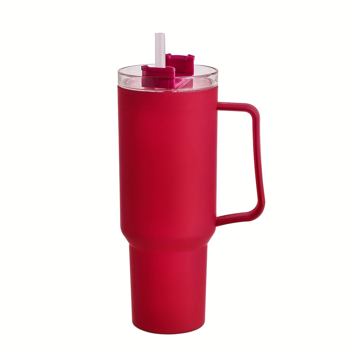 White polycarbonate tumbler with handle, large capacity for car and office use.