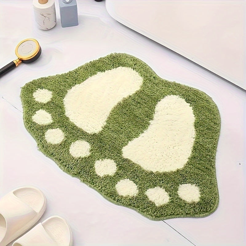 Paw Print Bathroom Floor Mat - Absorbent, Quick-Drying, and Non-Slip - Soft Kitchen Carpet Rug, Perfect for Bathroom, Bedroom, or Living Room - Ideal Home Decor and Bathroom Supplies