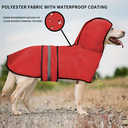 Adjustable Reflective Pet Raincoat for Dogs - Hand wash only, all-size fit, durable woven polyester, easy pullover design with secure fastening - Versatile red raincoat for dogs of all