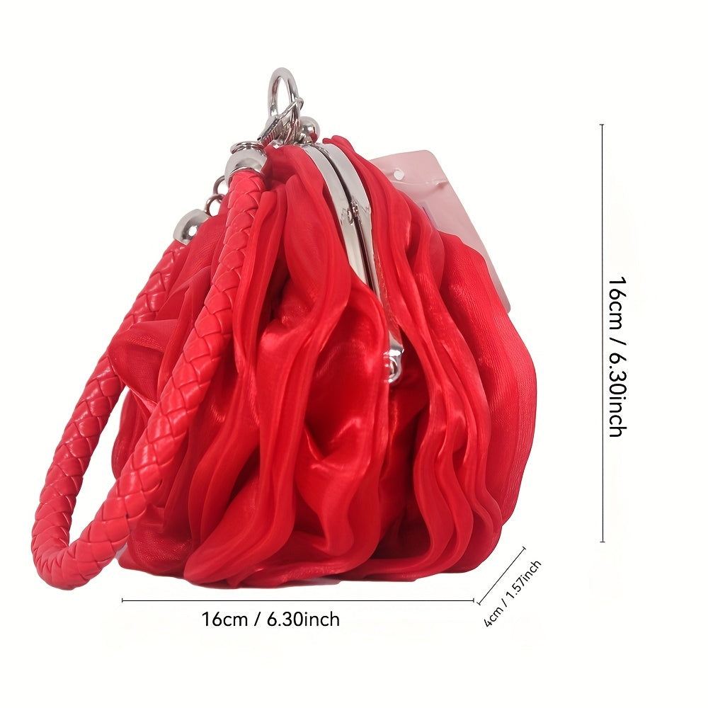 Introducing the Huang Yunying Special Silk Three-dimensional Flower Bag, perfect for adding elegance to your evening dresses. This hand-held bride bag doubles as a coin purse, pendant bag, and party or dinner decoration. It's also great for Christmas