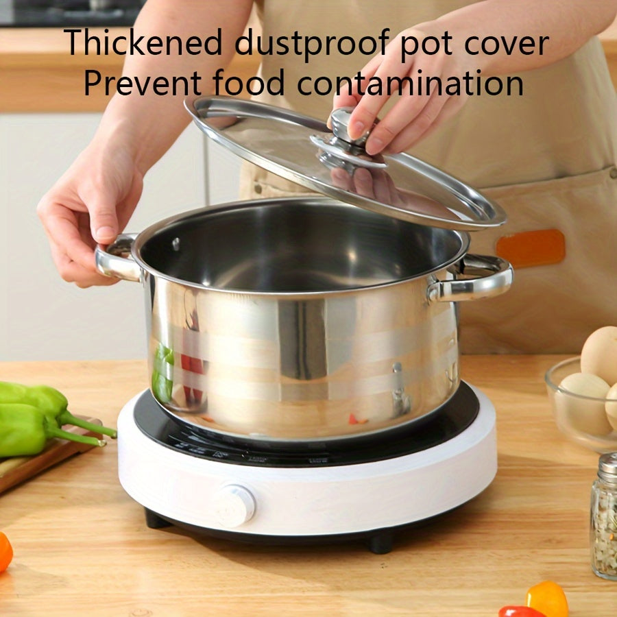 This set includes 10 stainless steel pots with sizes ranging from 18cm to 26cm. Each pot comes with a cover, making a total of 5 pots and 5 covers. The pots are double-handled and deep, perfect for cooking at home or in a restaurant. They are suitable