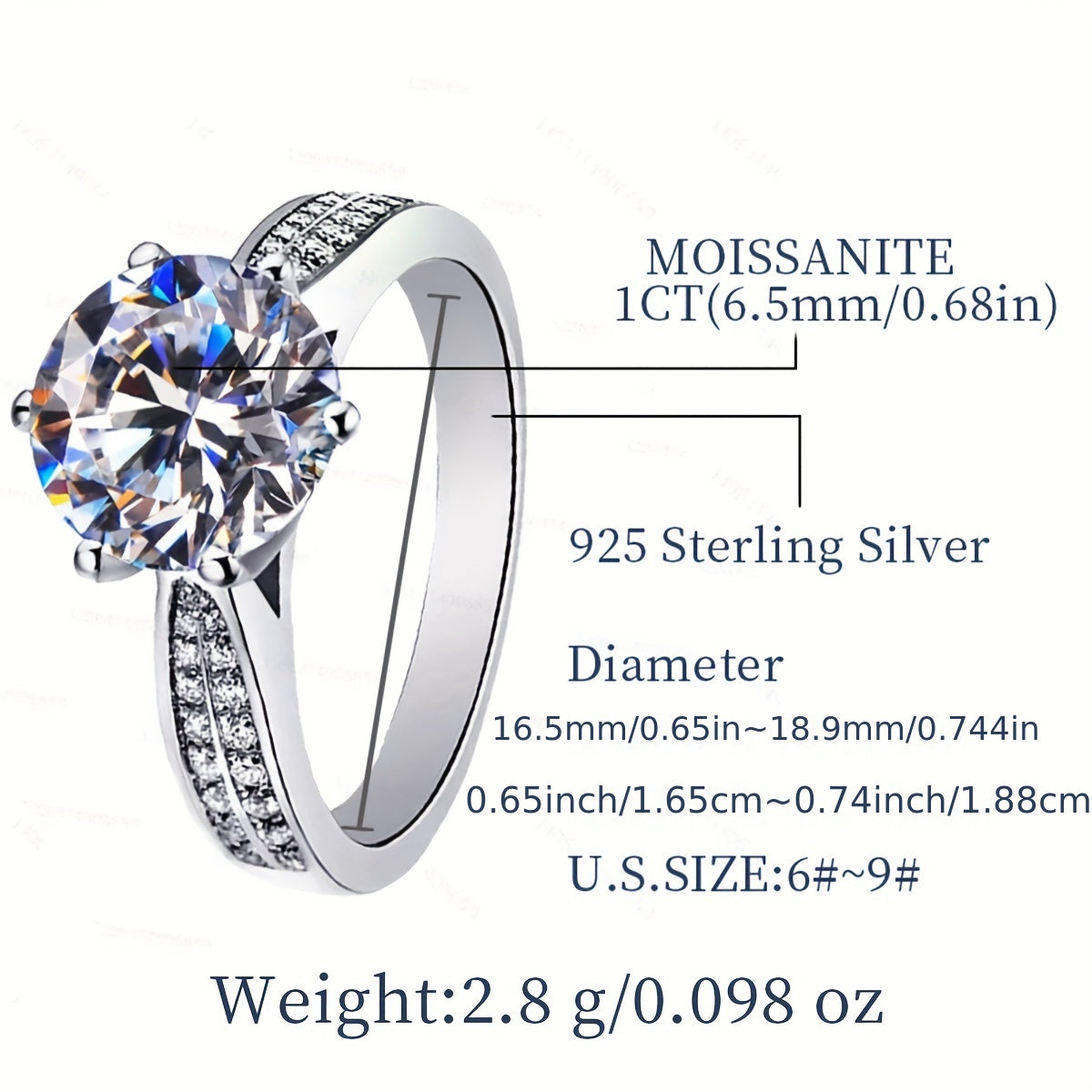 Queen Ring made of 925 Sterling Silver with Moissanite for Women's Wedding, Engagement, or Promise