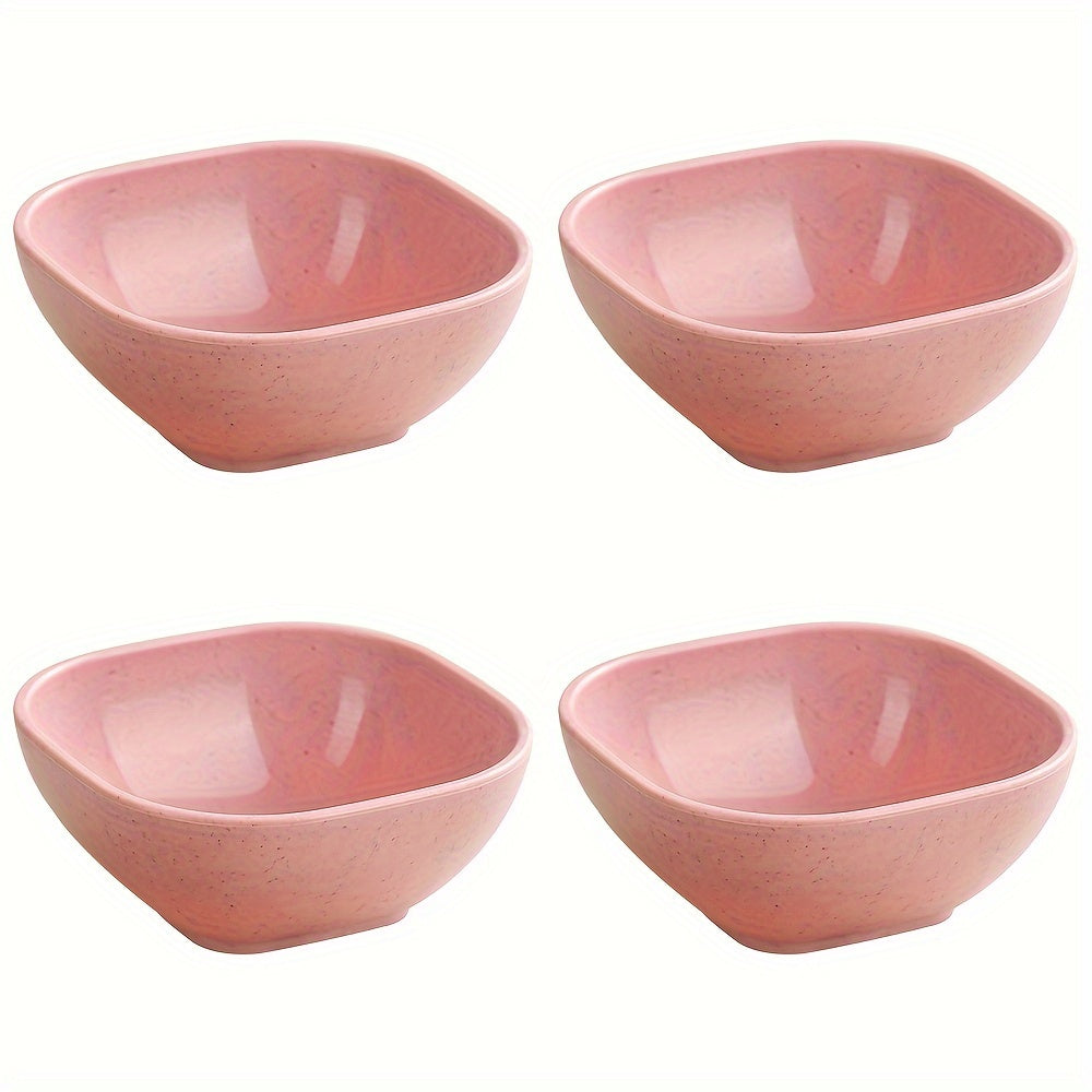 4 high-quality wheat straw sauce dishes - colorful square bowls for jam, vinegar, & seasonings - ideal for home, restaurants, parties.