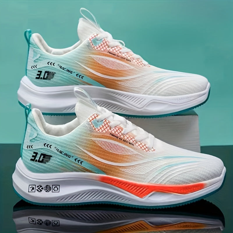 Durable, breathable running shoes with gradient color stripe pattern. Ideal for outdoor workouts year-round.