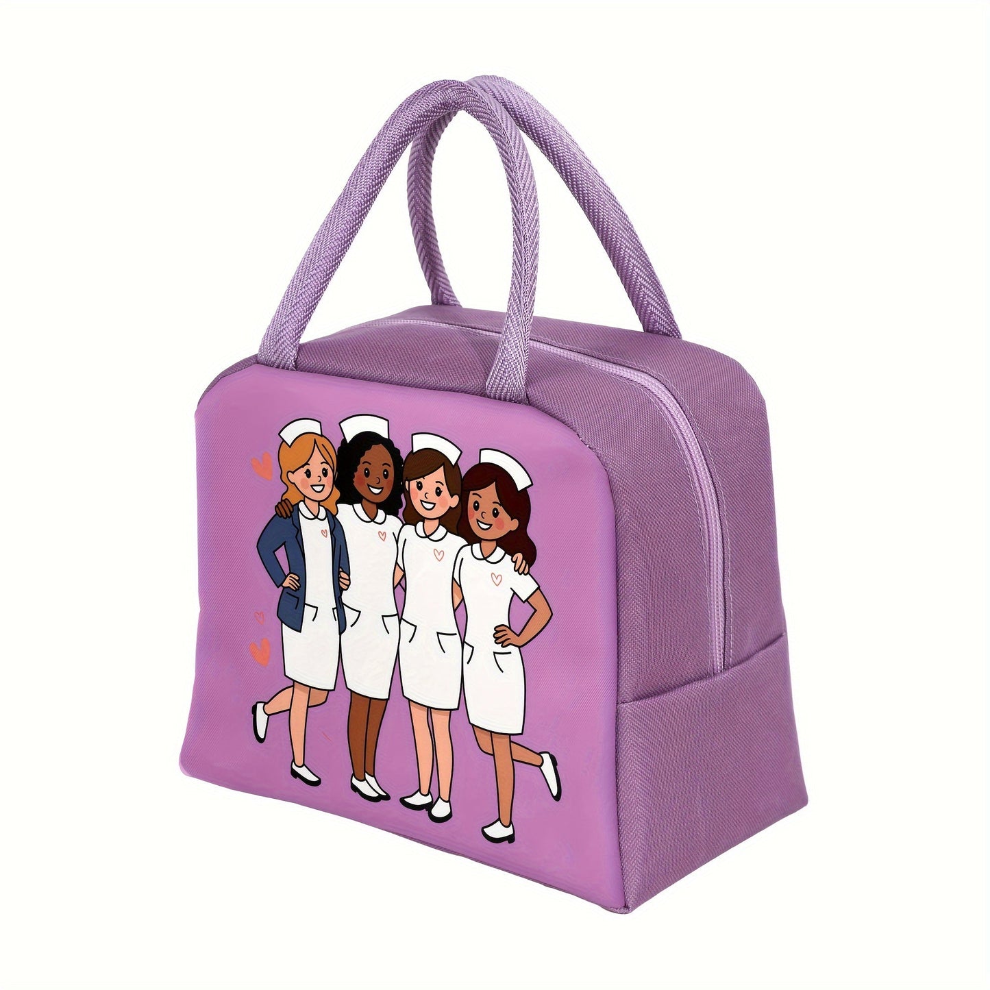 Stylish Nurse-Inspired Insulated Lunch Tote - Made with Tough Oxford Cloth and Aluminum Foil, Easy to Carry with Convenient Handles, Ideal for Work, Traveling, or Picnicking