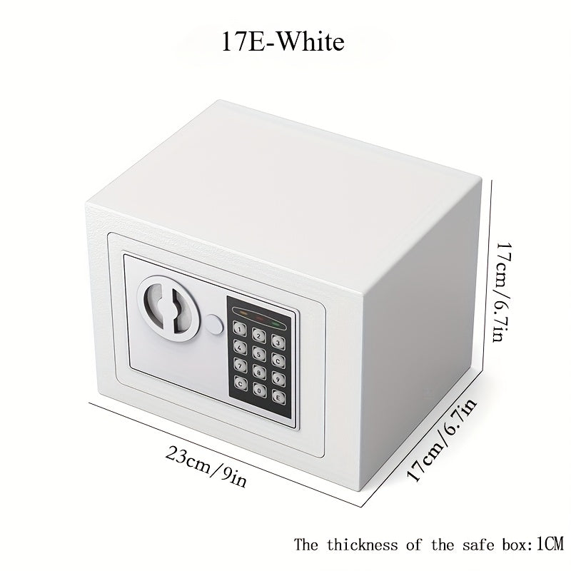 Compact digital safe with keyboard lock for easy access, perfect for storing valuables at home or in the office.