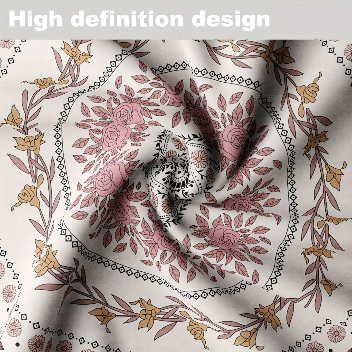 1pc Bright Large Flower Pattern Round Table Cloth for Dining and Decor