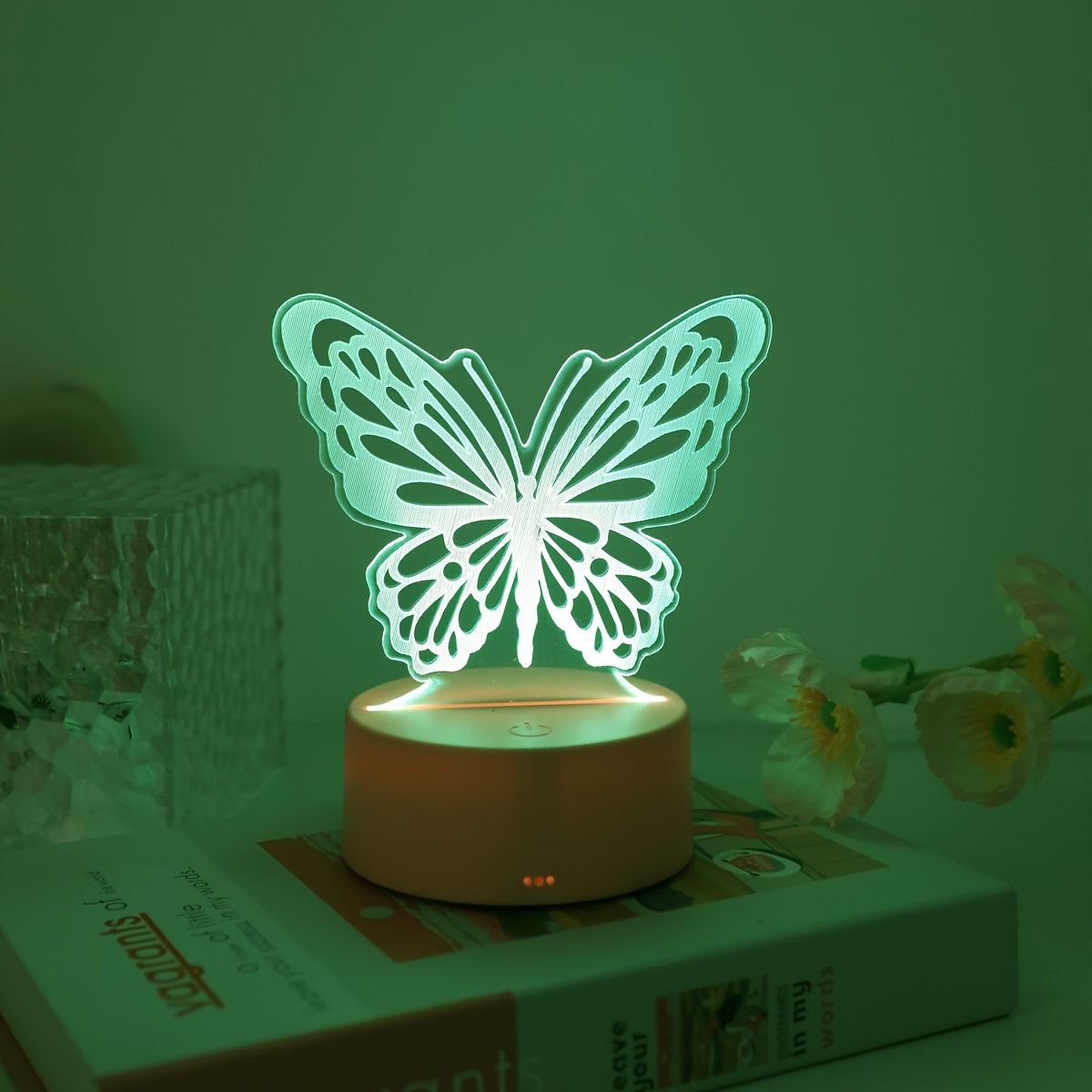 1 LED lamp with 3D butterfly night light, ideal for bedroom, home, desktop, Christmas decor, fancy lighting, and birthday gift.