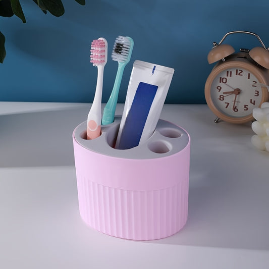 Toothbrush holder for household use, made of plastic. Can also be used as a storage box or organizer for toothbrushes and toothpaste in the bathroom.