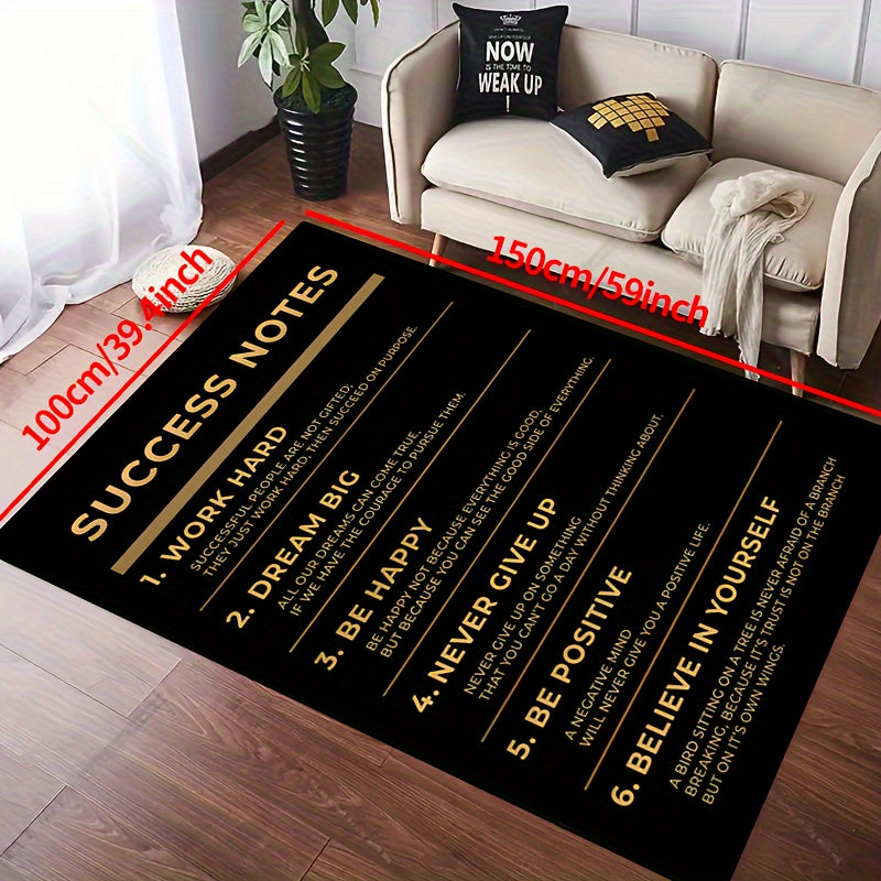 Inspire Success with this Area Rug - Durable Polyester Mat for Entryway, Living Room, Bedroom - Easy to Clean Indoor Carpet, Perfect for Large Spaces - Motivational Home Decor Rug in Multiple Sizes from 160.02x198.12 cm to 15x23