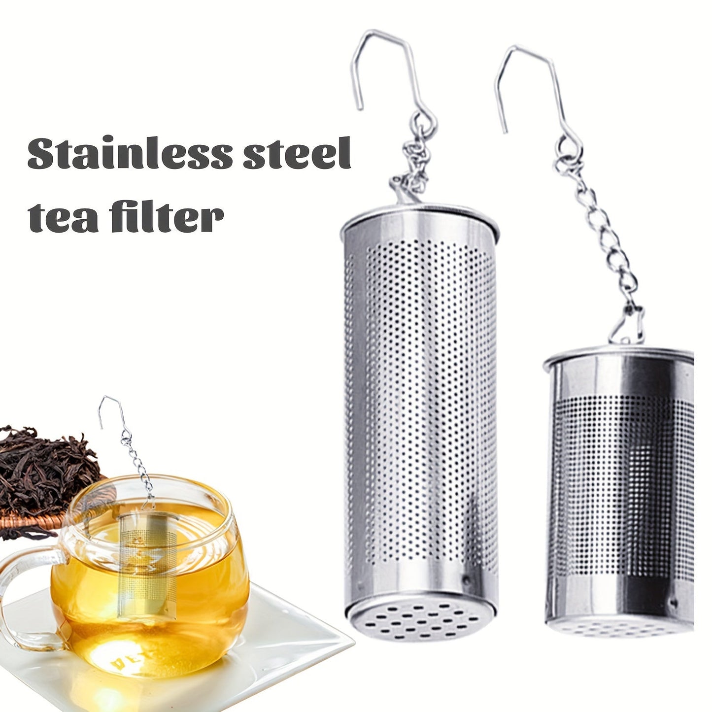 Stainless Steel Tea Infuser Strainer with Hook, Fine Mesh Tea Steeper for Loose Leaf Tea - Durable and Leak-Proof Filter for Tea Brewing