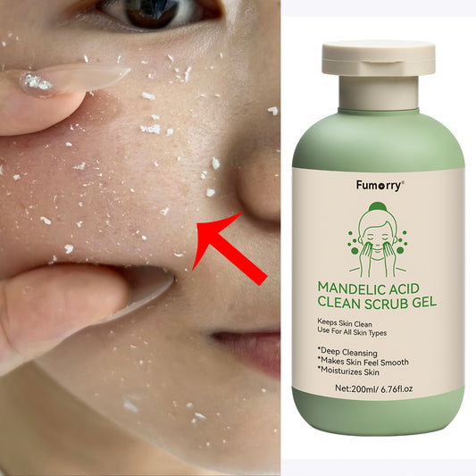 200ml FUNMERY Mandelic Acid Clean Scrub Gel - Deep clean pores with Aloe & Rose for smooth skin, hypoallergenic for all skin types.