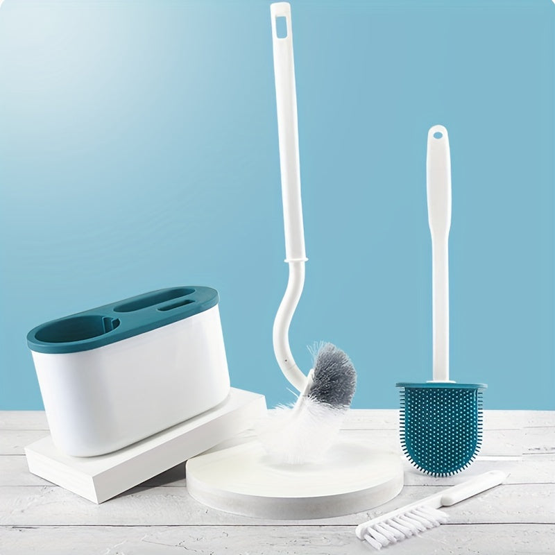 Top Choice: Toilet cleaning set includes 1 S-shaped toilet brush, 1 silicone brush head, and 1 brush for hard-to-reach corners. Essential tools for keeping your toilet clean and hygienic.