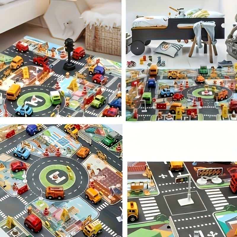 City-themed game mat with waterproof coating for traffic and epidemic prevention engineering.