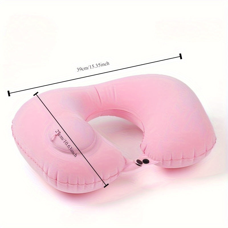 Travel comfortably with the press-type inflatable neck pillow, perfect for office, airplane, and train travel.