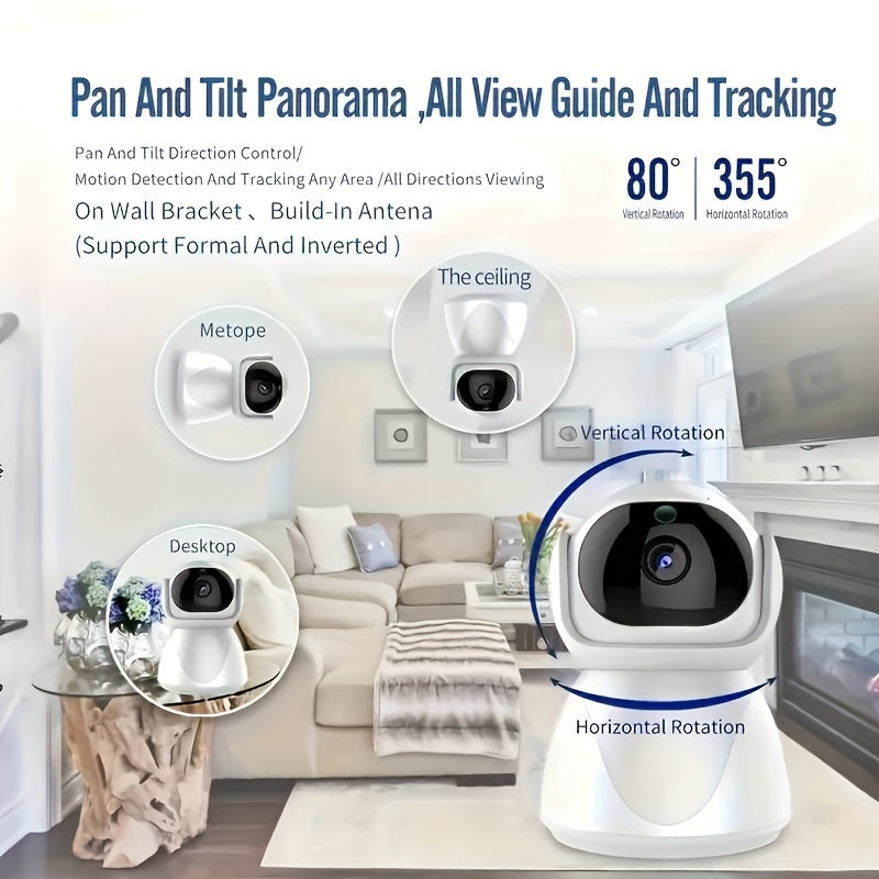 High Security Wireless Wifi Home Camera with Pet Monitor & Smart IP Camera. Features include Wireless connectivity, Night Vision for Home Security, Two-way Voice communication, and Cloud storage (chargeable, memory card not included).