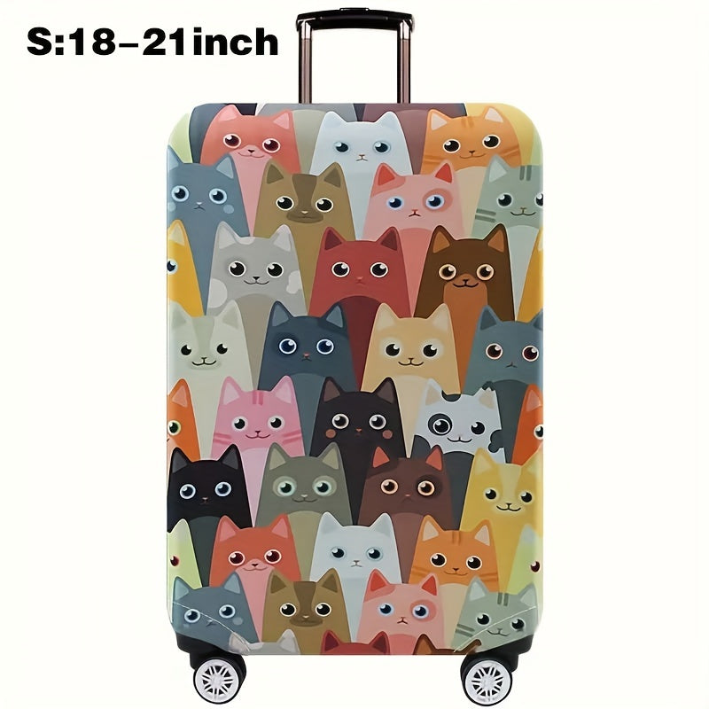 Cartoon patterned elastic luggage cover for travel suitcase or trolley duffle case.