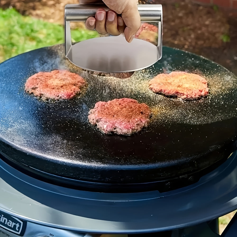 Manual Stainless Steel Hamburger Meat Press for Home Use - Round and Square Meatloaf Dough Press Tool