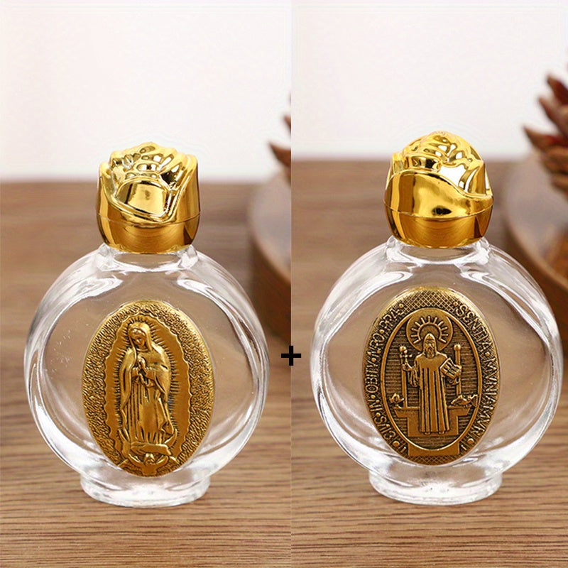 1 piece Zinc Alloy Prayer Bottle with 15ml Virgin Mary for Church Decorations