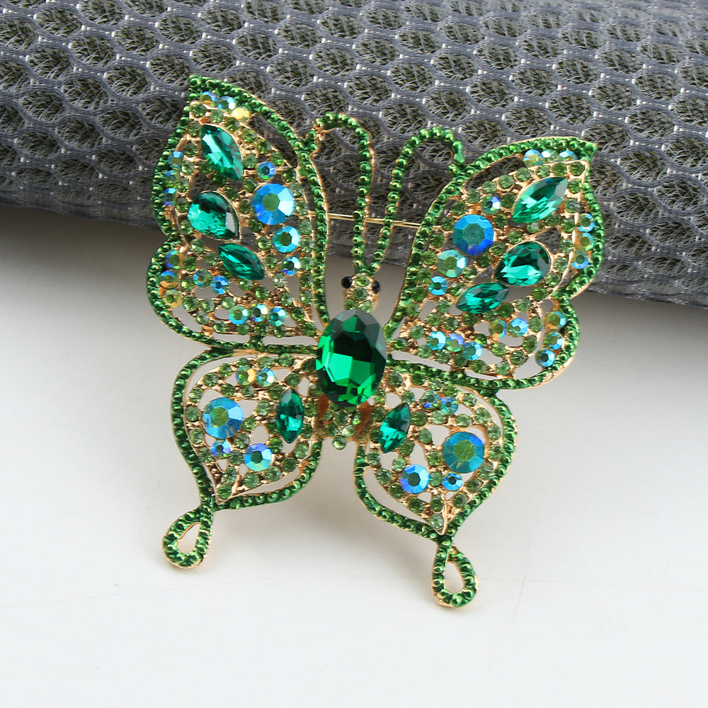 Zarif Luks Kelebek Brosh Pin - Emal va Rhinestone Insect-Shaped Yangilik Aksessuar ayollar uchun, Haqiqiy Imitatsiya Rhinestone'lar, O'ziga xos Noan'anaviy Shakl, Ofis Badjlari va Kostyum Pinlari uchun Ideal.