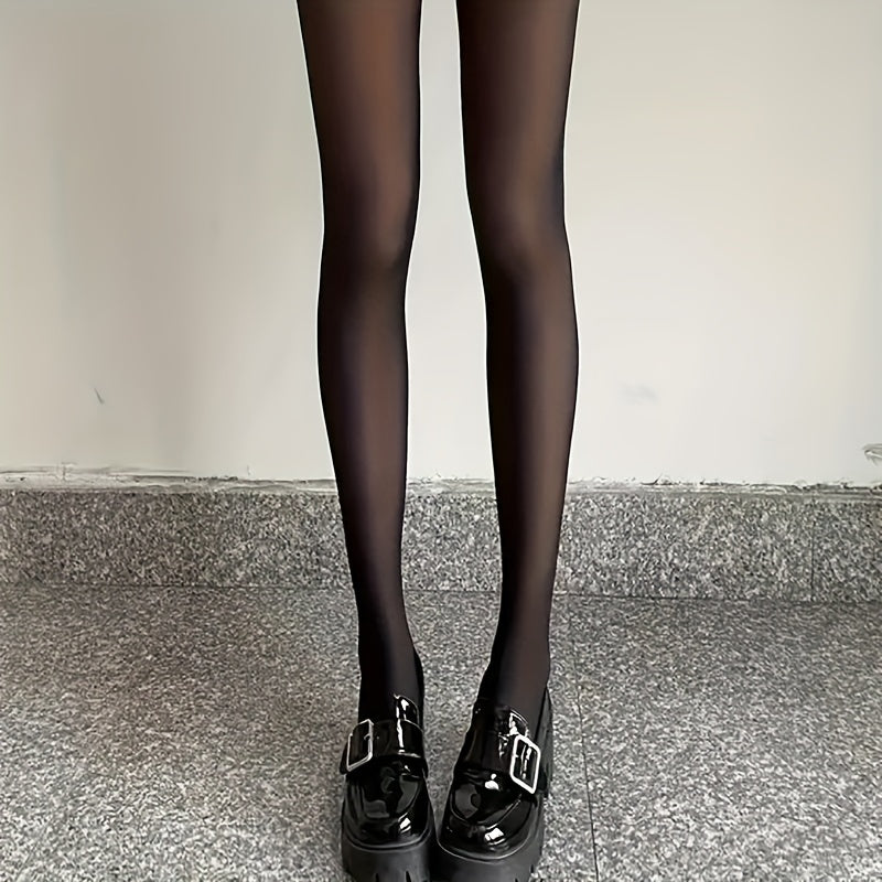 Faux sheer pantyhose with high waist and slimming effect for women's stockings.