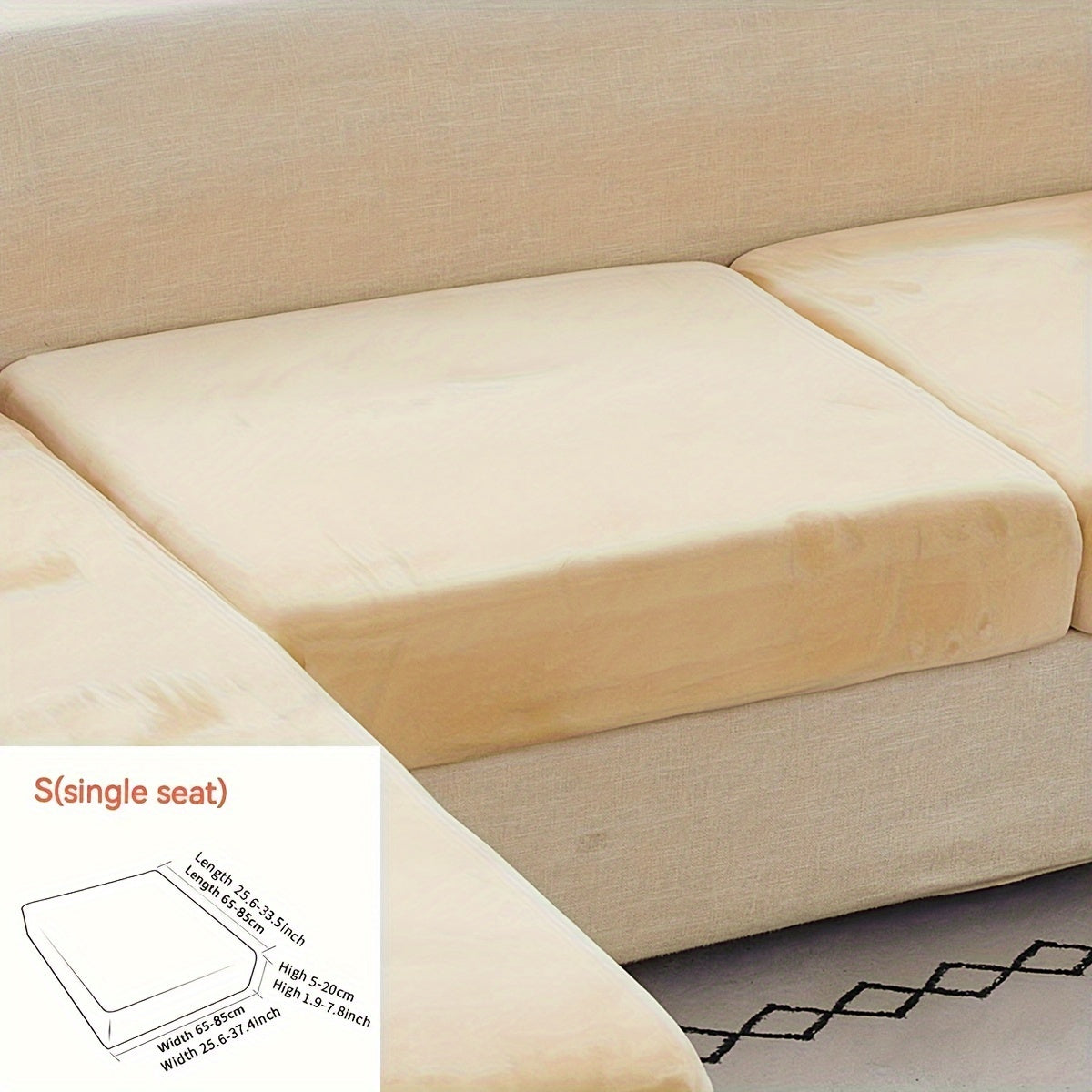 Golden Velvet Sofa Cover provides winter warmth and dustproof furniture protection. Easy to clean with elastic fabric, it offers full coverage and universal anti-slip design. Also serves as an anti-cat scratch back cover, cloth cushion cover suitable for