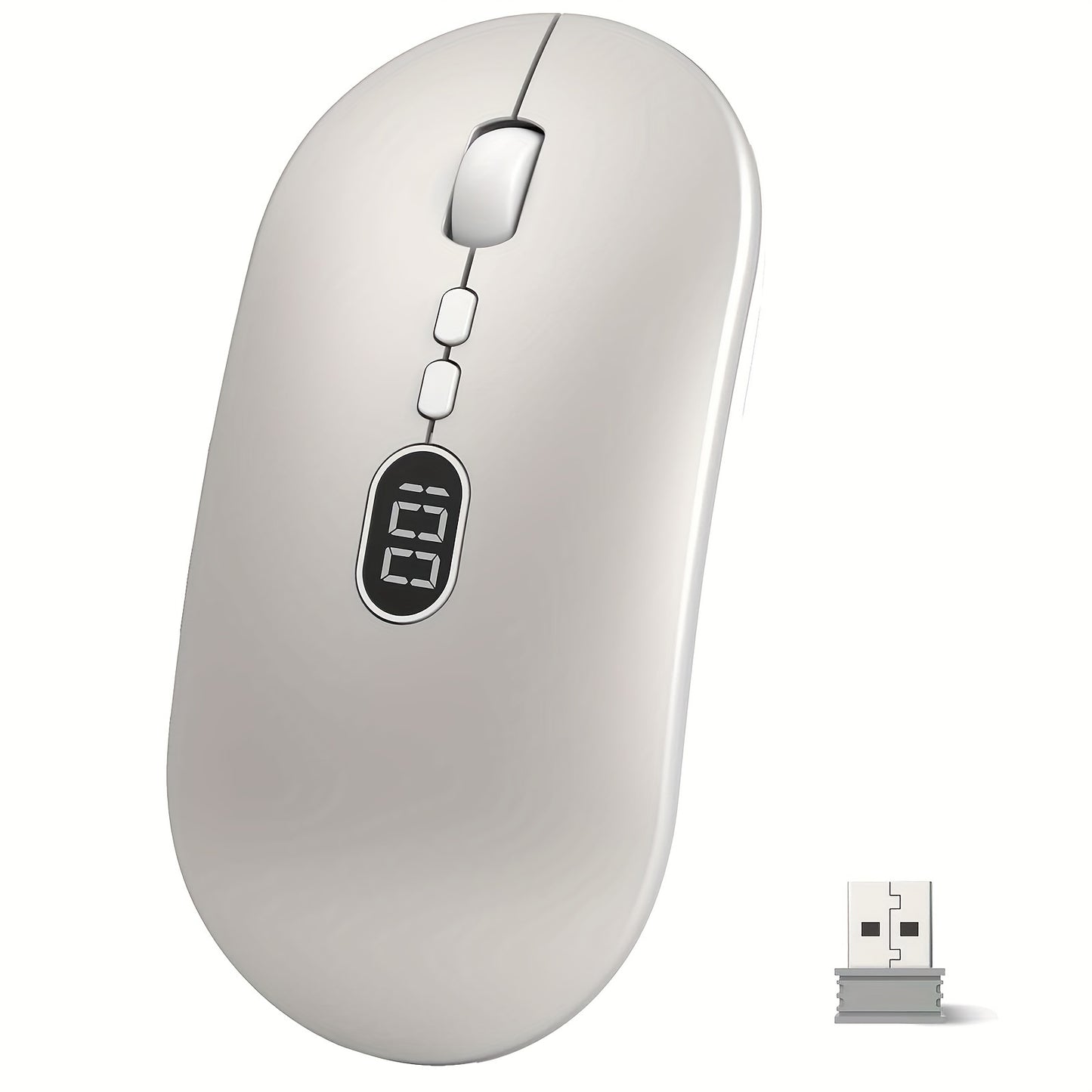 ZIYOULANG Wireless Lightweight Mouse with Battery Display Screen, Rechargeable Cordless Silent Click Computer Mouse Up to 1600 DPI - Slim Portable Design for Laptop and PC/Mac/Macbook