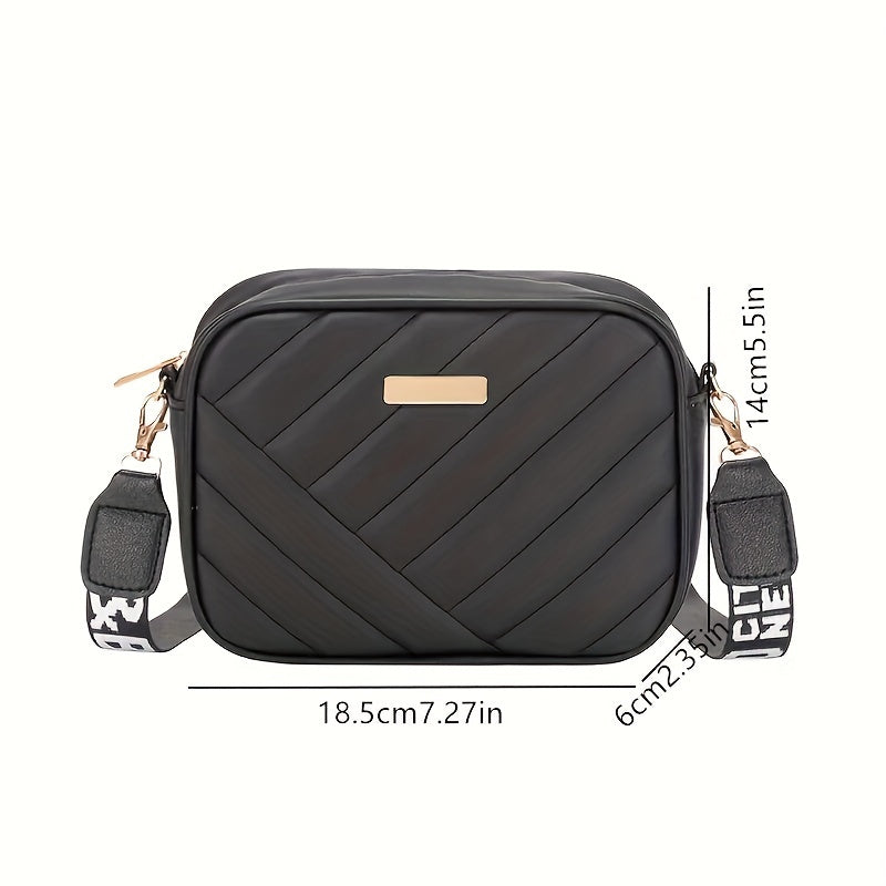 Quilted faux leather crossbody bag with adjustable strap for women.