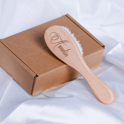 Unique Wool Brush Set with Custom Engraving - Ideal for Kids, Special Occasions & Celebrations - Personalized Wooden Hairbrush in Beautiful Gift Box