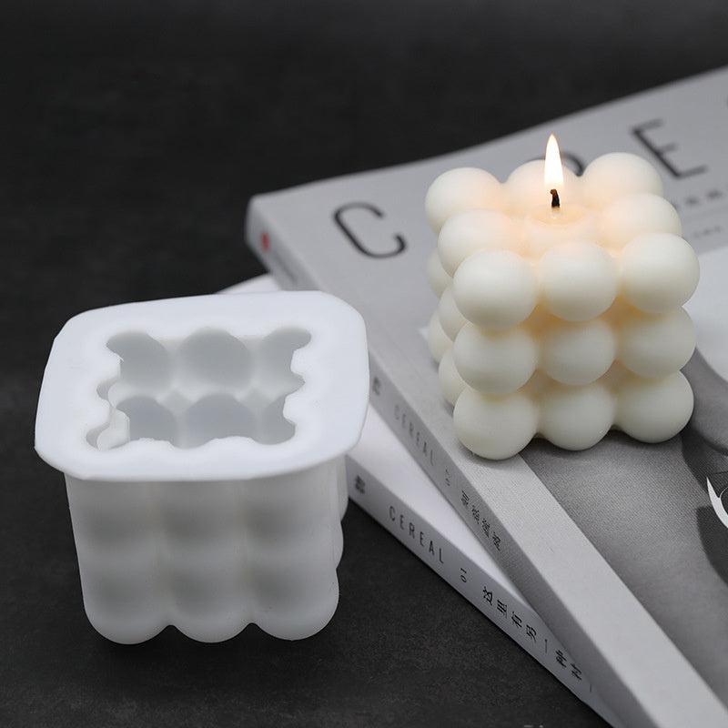 1pc Silicone Mold for Candles & Soap - 3D Cube & Round Ball Design, Crystal Epoxy Tool for DIY Decor, Ideal for Creative Projects