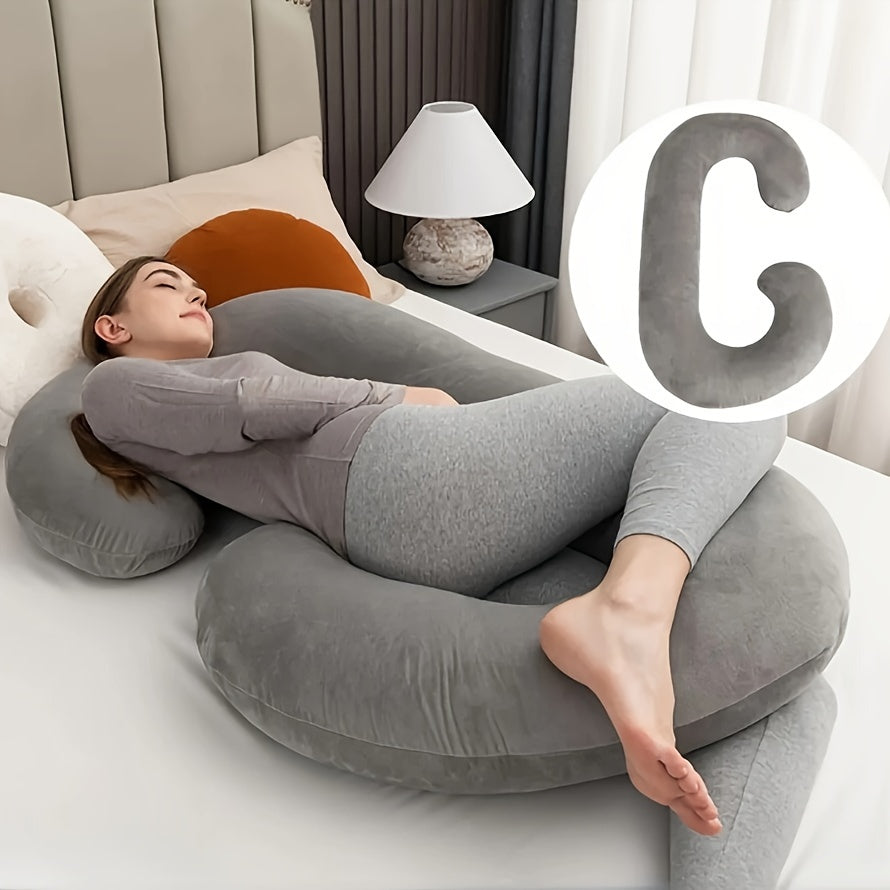 Keep cool and cozy with our Ultra-Soft C-Shaped Maternity Pillow, featuring a cooling Crystal Velvet cover that is detachable and washable. This pillow provides full body support for a comfortable sleep during pregnancy, making it the perfect gift for